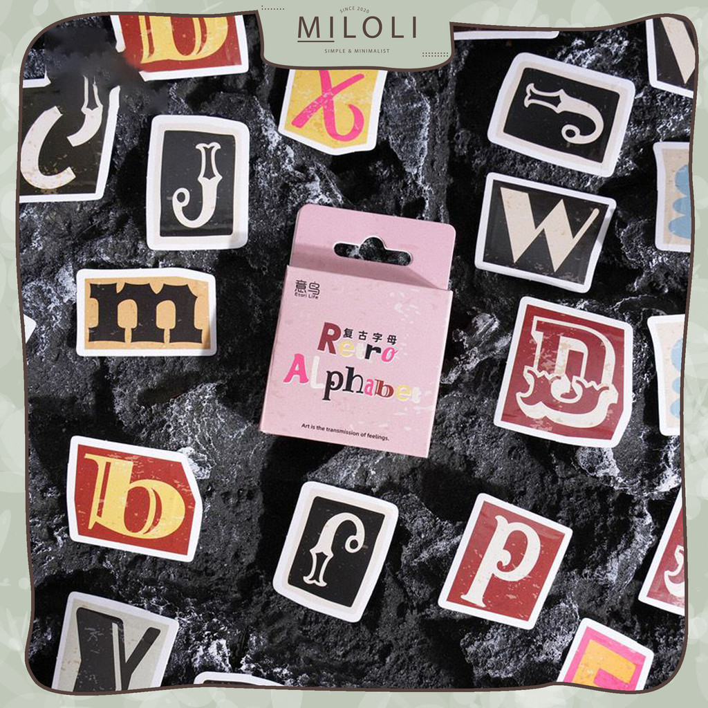 

[MILOLI] 52Pcs RETRO ALPHABET Deco Sticker DIY Scrapbook Stiker Jurnal Dekorasi Diary Kotak - B0514