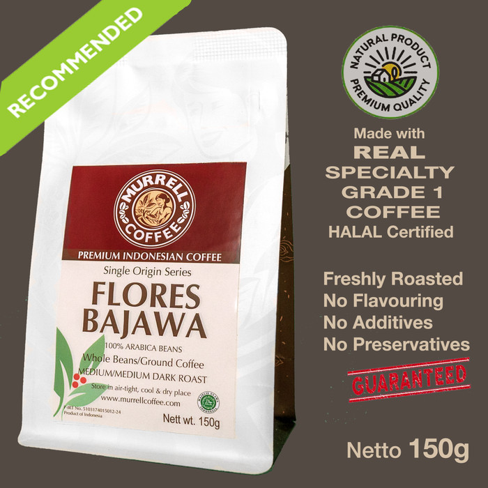 

GK FLORES BAJAWA kopi arabica specialty premium biji bubuk MURRELL COFFEE - Medium Dark, BIJI