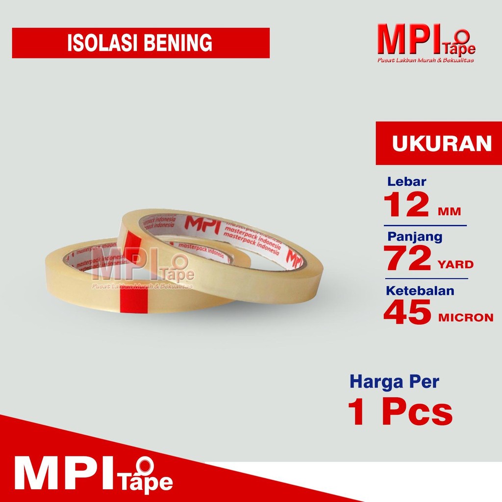 

Lakban Isolasi 12 mm x 72 Meter - Selotip Mini 12 mm - MPI