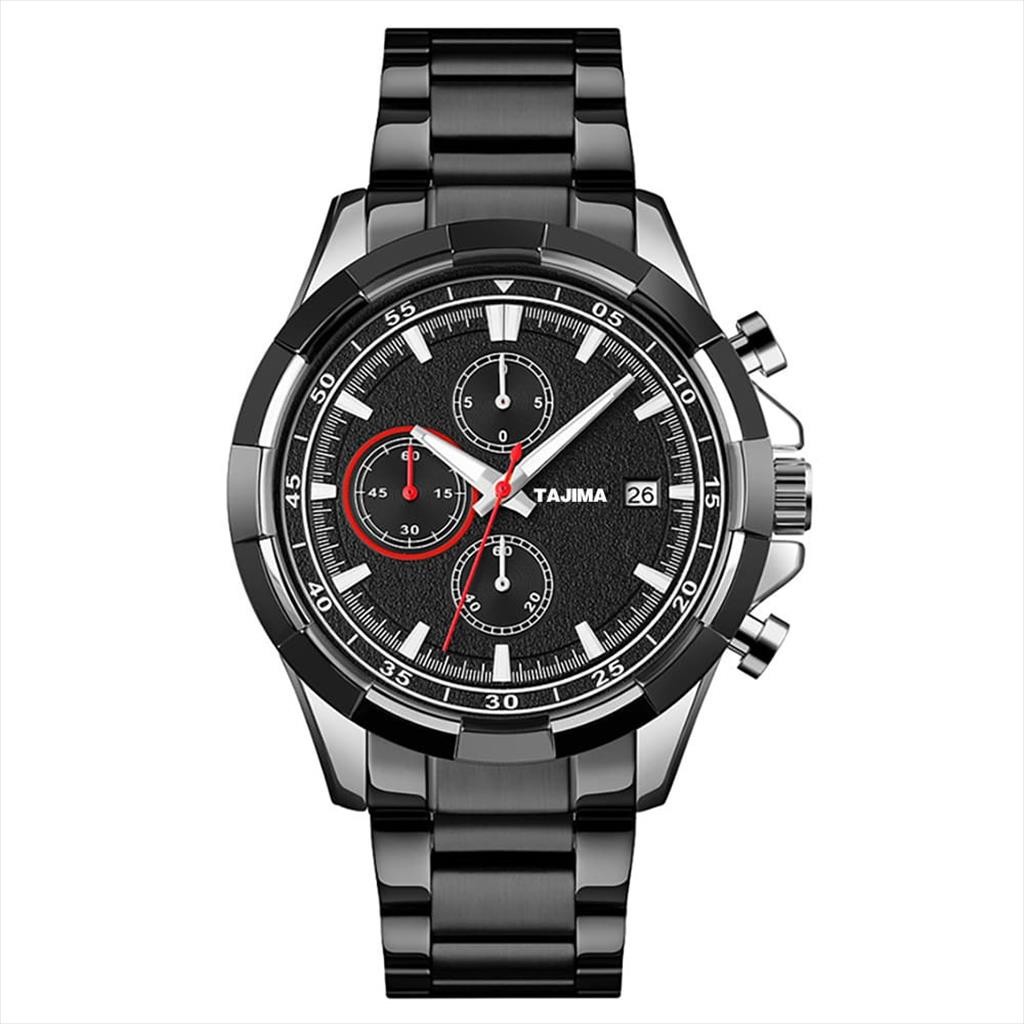 Jam Tangan Pria Tajima Analog Date Chronograph Stainless Steel 1918 Date Sports Anti Air 30 Meter (T