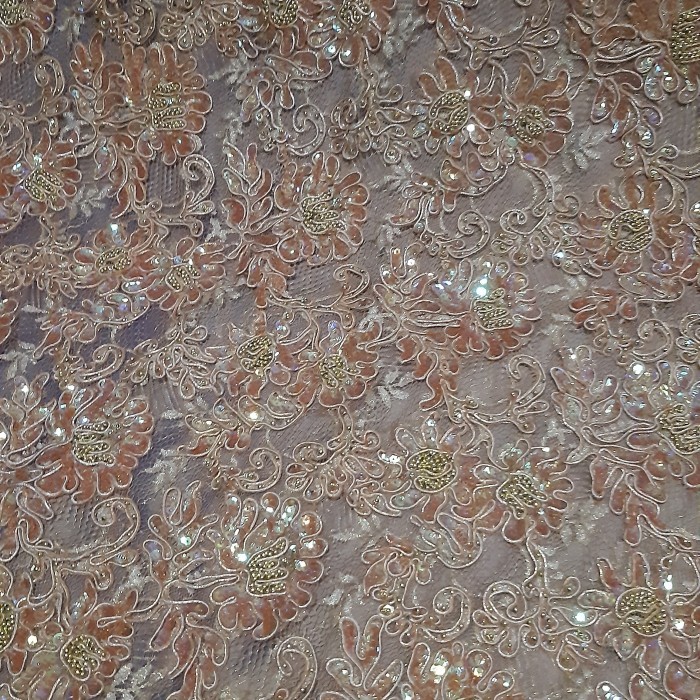 ✨LARIS✨ -Kain Bahan Brokat prada cornely full payet High Quality - Gold muda