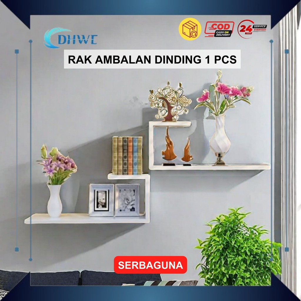 DHWE - Rak Ambalan Hiasan Dinding Kotak Kecil 1 PCS Rak Dinding Gantung Penyimpanan Vas Bunga Bingka