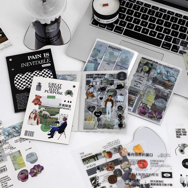 

20pcs/pack Ins Large lot pattern sticker book Decor Junk Journal DIY Scrapbooking Adhesive Craft Stickers Stationery water proof