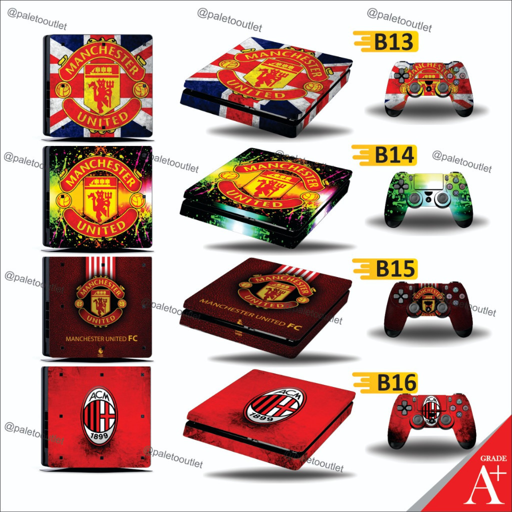 garskin stiker ps4 slim ps4 fat ps4 pro motif manchester united ac milan