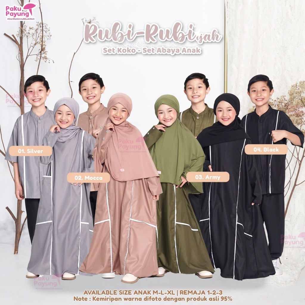 Rubiah Set Gamis Abaya Anak Dress Cantik Modern by Paku Payung