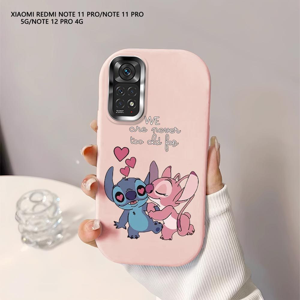 Softcase Untuk Xiaomi Redmi Note 11 Pro 11S Note11 Cartoon Stitch Couple Back Cover Case Soft Origin