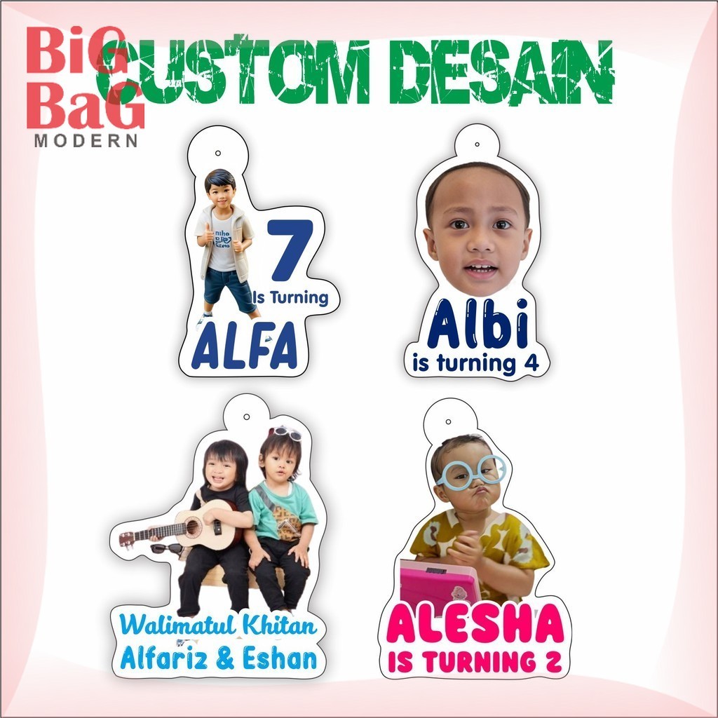 

Hang Tag Ultah Anak Custom Nama dan Foto Proses Cepat Isi 20 pcs BigBagPrint