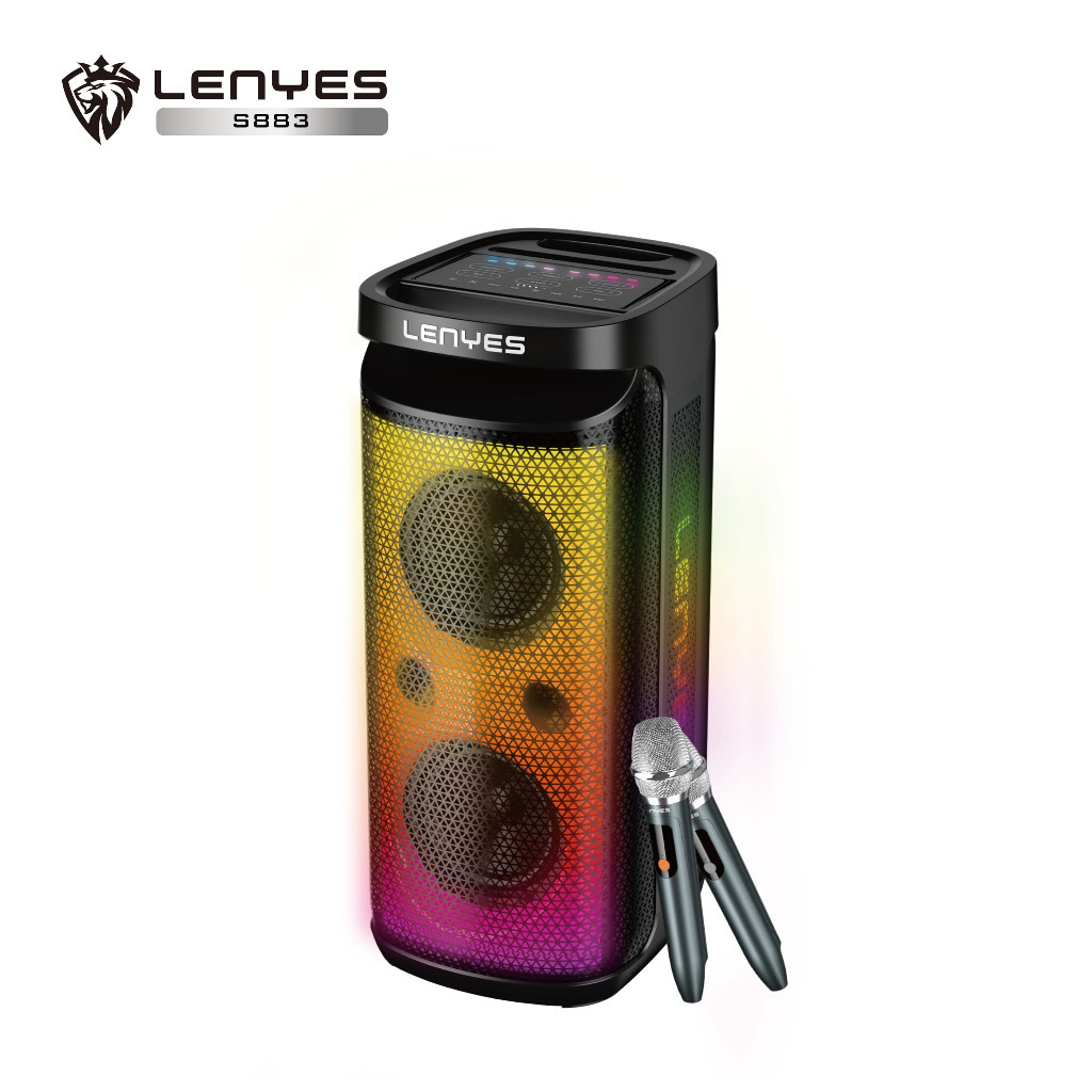 LENYES S883 360W KTV Wireless Speaker + Microphone Karaoke Bluetooth 5.3 RGB LED Light Waterproof IP