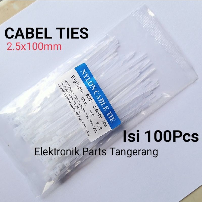

(ISI 100PCS) CABEL TIE NYLON UK 2.5 X 100MM KABEL TIS KABEL TIES KABEL TISH TALI SEROT