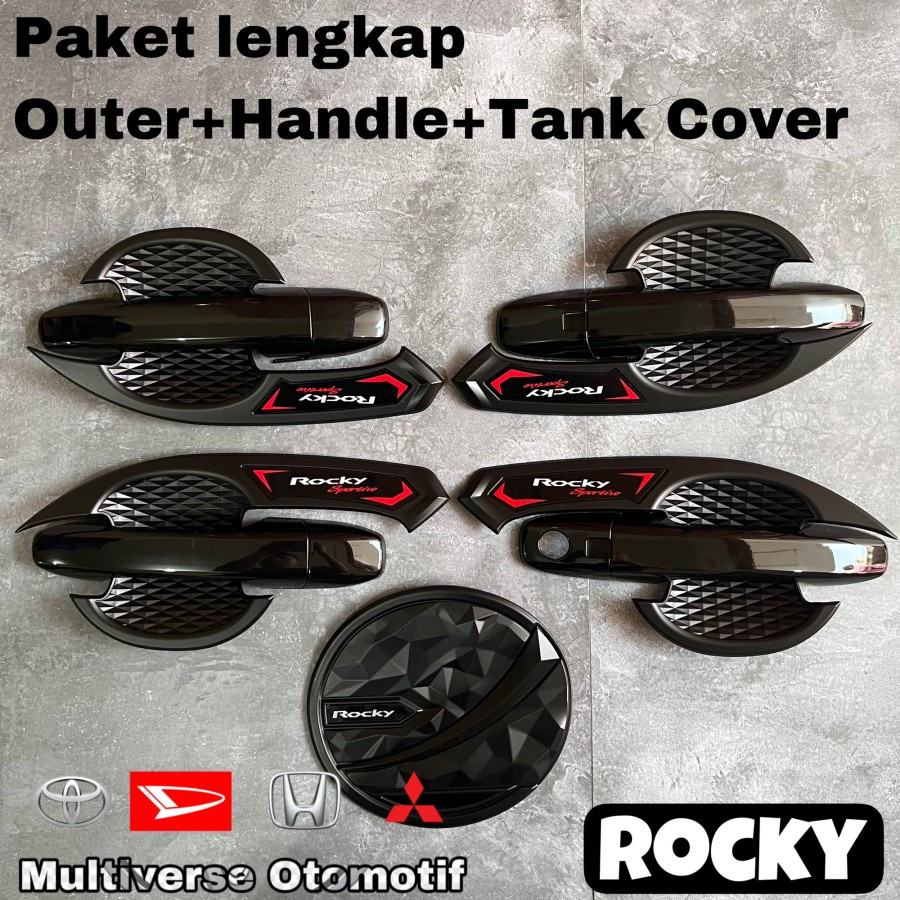 Paket Outer Handle Tank Cover Bensin Hitam Glossy Rocky - TANK COVER MOBIL ROCKY - OUTER HANDLE ROCK