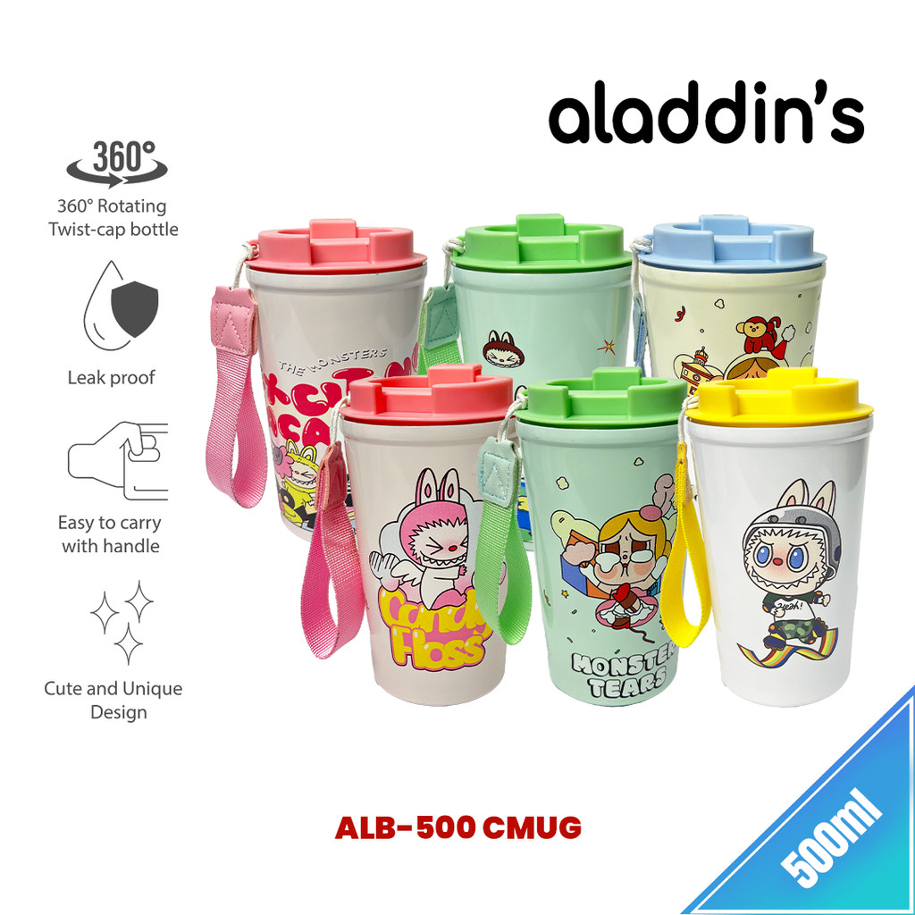 aladdin's Tumbler Mug Stainless Steel 304 Karakter Labubu Viral 500ml, BPA Free, ALB-500/CMUG
