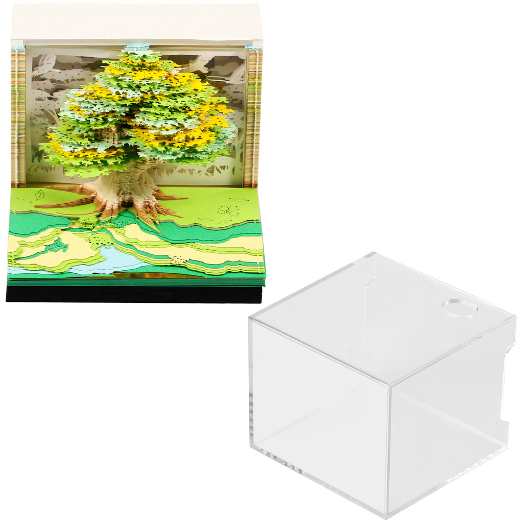 

Time Piece Calendar Pretty Art Memo Pad Decorative Desk Calendar Memo Pad Desk Calendar 3D with LED Convenient Paper Carving Art