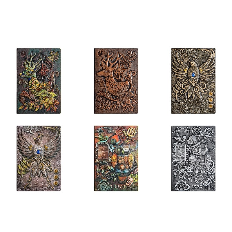 

3D Embossed Leather Hard Cover Journal Notebook Vintage Travel Diary Planner Sketchbook Notepad Writing Book Gift