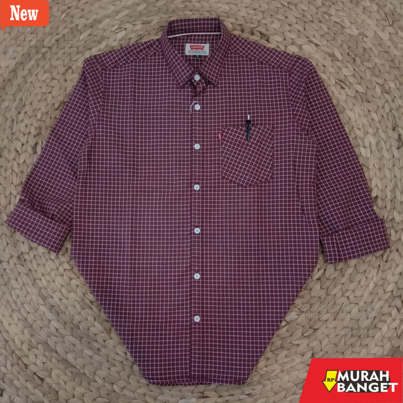 kemeja kotak kotak cowok Kemeja 501 USA Original lengan panjang terbaru/ kemeja  flannel kotak kotak