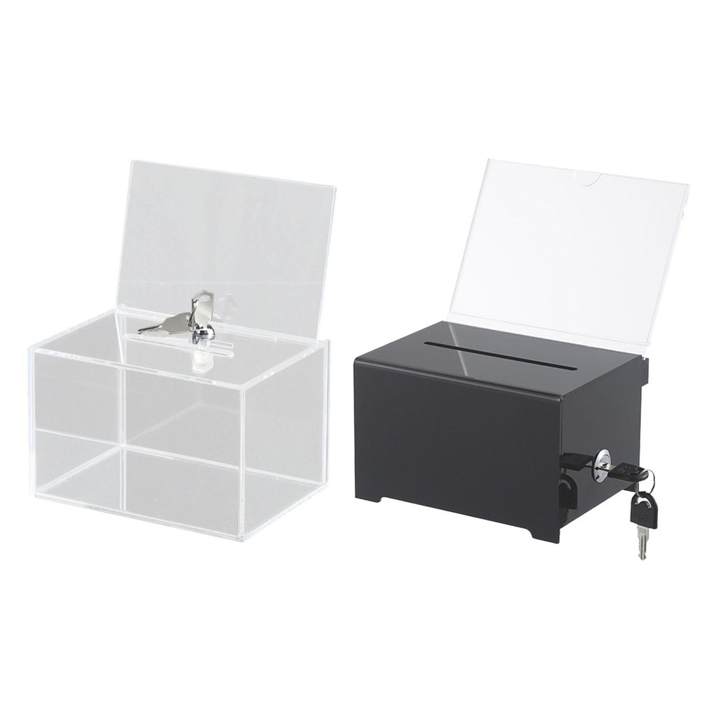 

Acrylic Donation Box with Lock Lockable Ticket Container Suggestion Box for