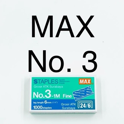 

( StaWorld / DAPAT 1 KOTAK KECIL ) ISI STAPLES / Isi Anak Hekter MAX NO.3 / NO 3 / No.3-1M Original Asli