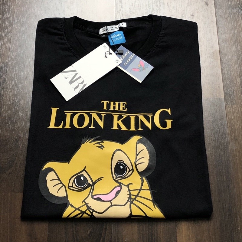 Kaos ZARA - The Lion King Hitam Fulltag + Label