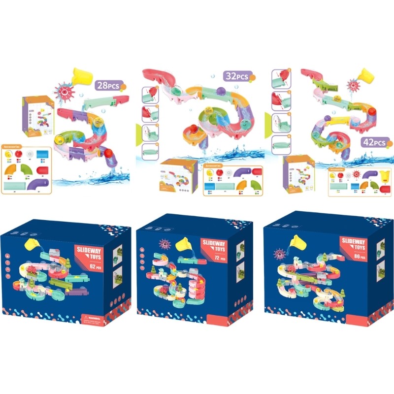 Baby Bath Play Set Soft Slide Track Assembly Water Slide Toy Colorful Track Kids Bath Time Fun Track