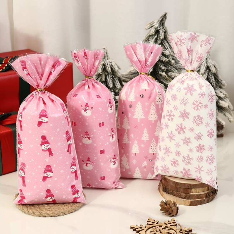 

Pink Snowman Snowflake Christmas Candy Bags Christmas Decorations for Home 2024 Navidad Natal Gifts New Year 2025 Packing Bags