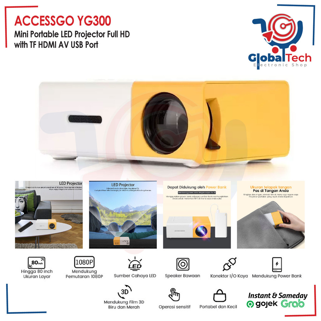 Mini Proyektor LED YG300 YG-300 YG 300 LCD Portable Projector Home