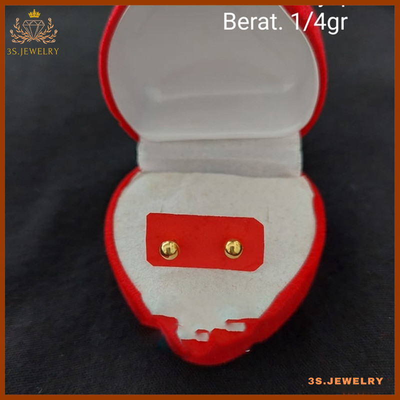 Anting Tusuk Giwang Tindik Anak Bayi Emas Mudah asli 24k tidak alergi ada surat toko