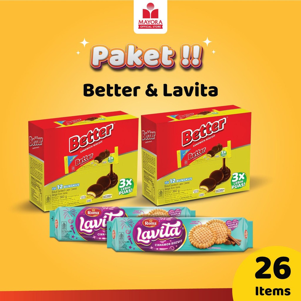 Paket Biskuit Better dan Roma Lavita