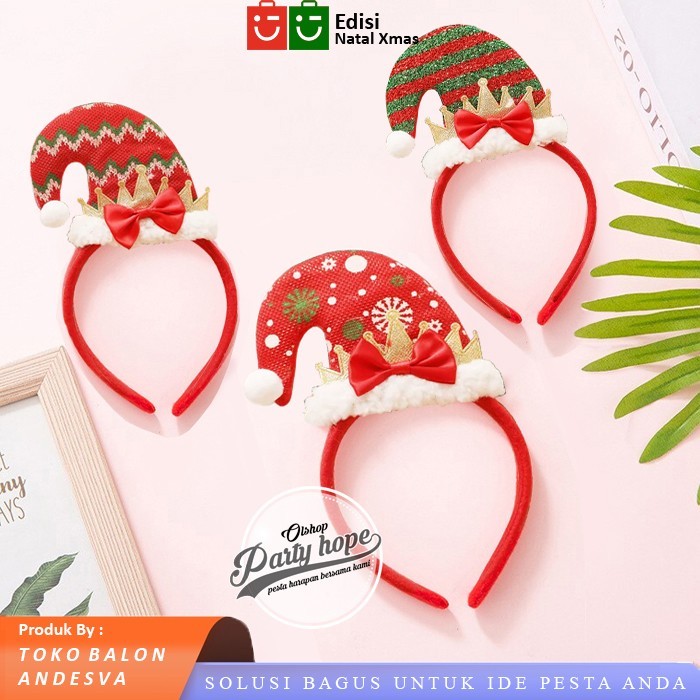 

bando natal bentuk topi santa / bando natal christmas bandana natal