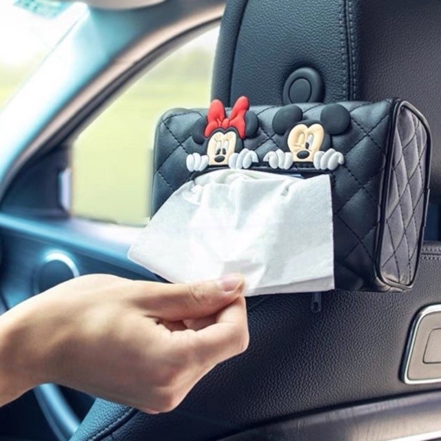 Kotak Tisu Mobil Mickey Perlengkapan Penyimpanan Interior Kotak Mickey Minnie Kotak Gantung Tempat T