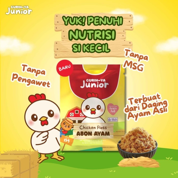 

Abon Ayam Asli 15gr Gurih Ya Junior Chicken Floss
