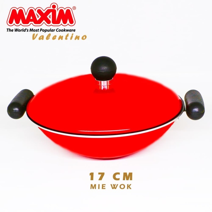 Maxim valentino mie wok 17 cm/maxim mie wok 17cm /wajan kecil dengan tutup/teflon wajan kecil