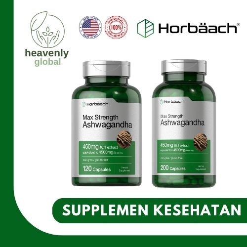 Horbaach Max Strenght Ashwagandha 4500 mg - 120 & 200 Capsules, Non-GMO, Gluten Free