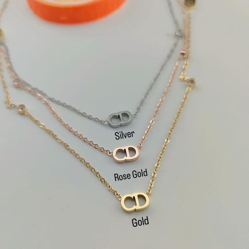 Kalung Titanium Wanita Rantai Nuri Permata Liontin CD Kalung Titanium Wanita Fashion Anti Luntur