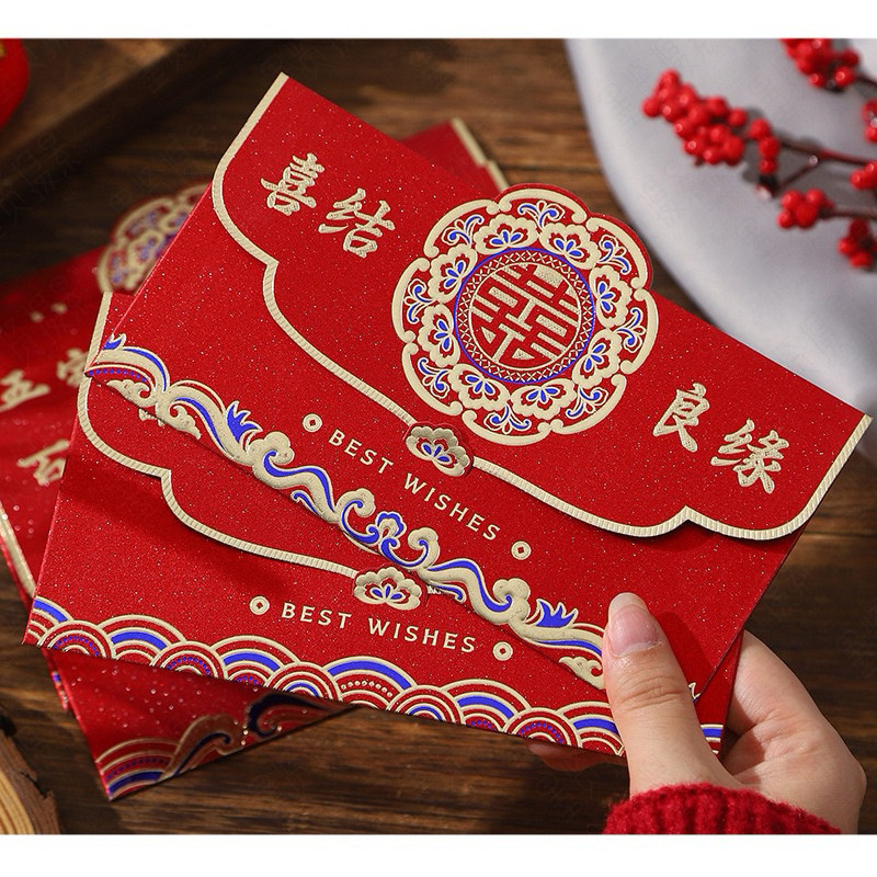 

Sasa 2pcs Angpao Wedding Dompet Glitter TEBAL / Angpau Logo Shuangxi Merah / Amplop Pernikahan Chinese Red Envelope Wed / Ampao Hi Nikahan Teapai Reception Sangjit Hantaran Phangteh