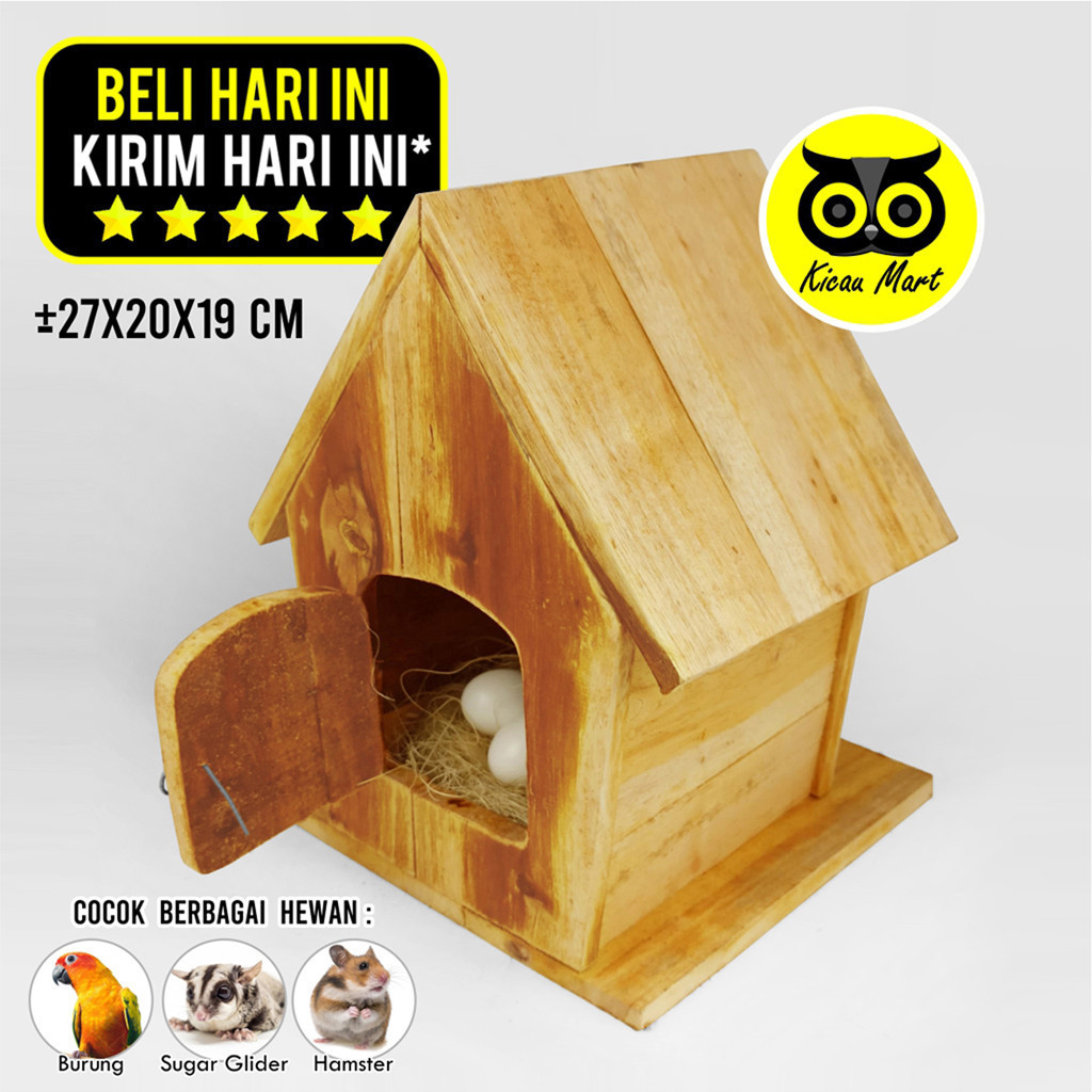 KICAU MART GLODOK KAYU RUMAH BERTANGGA KAYU GLODOK UNIK SARANG BURUNG PARKIT LOVEBIRD SUSUH TELUR BU