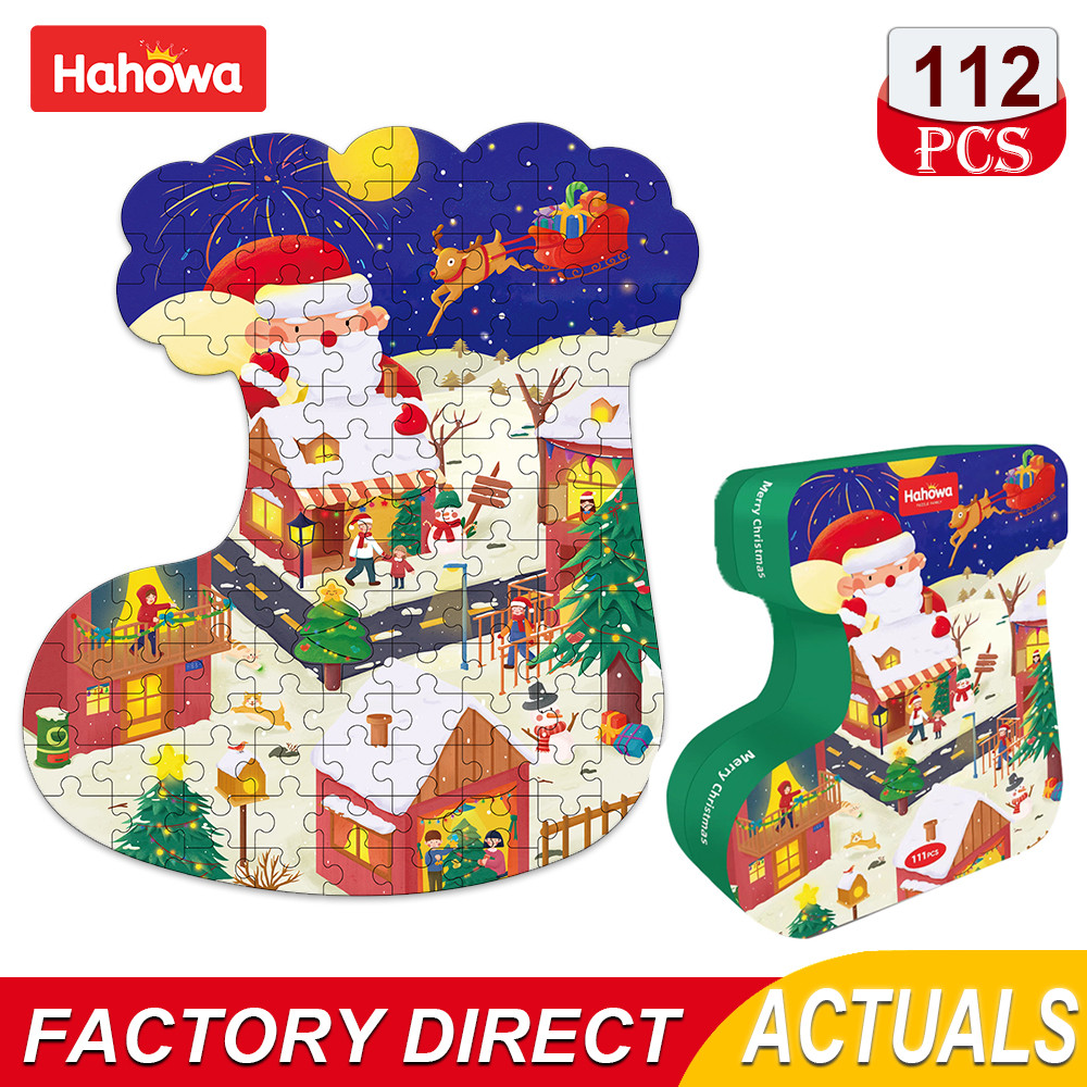 Hahowa Christmas Puzzle Toy Unique Socks Shapes Children Jigsaw Puzzle Montesorri Educational Games 