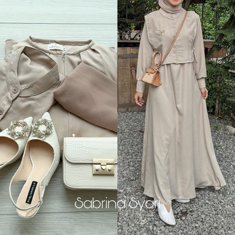 [NEW PROMO]  TIFFANY DRESS by SABRINA - GAMIS POLOS VEST ROMPI BAHAN SHAKILA SILK / COKSU SEAGREEN /