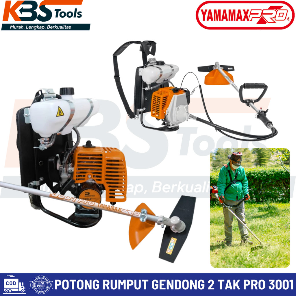 Mesin Pemotong Rumput Gendong YAMAMAX PRO Alat Potong Pemangkas Rumput Bensin 3001 2 Tak Gasoline Br