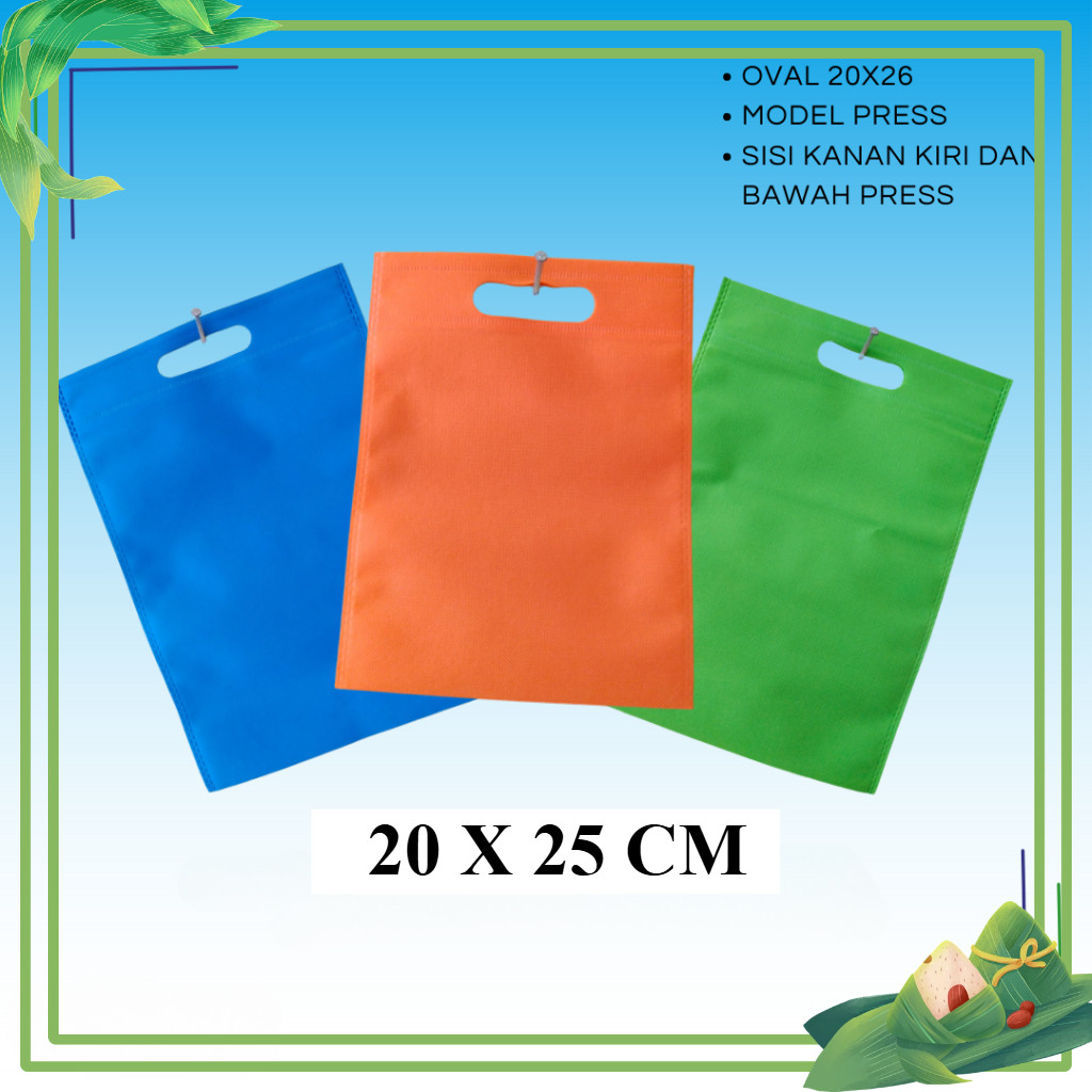 

20 PCS Tas Spunbond Oval uk 20x26 Goodie Bag / Tas Kain Polos HARGA PERKODI / 20 PCS