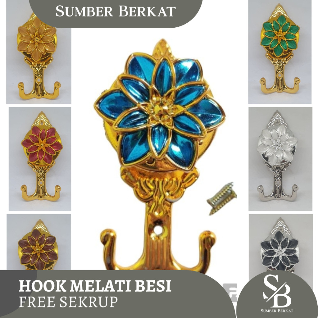 HOOK GORDEN MELATI BESI - Aster Besi Huk Gordyn Pengait Tali Horden Cantolan Gordeng + BONUS SEKRUP