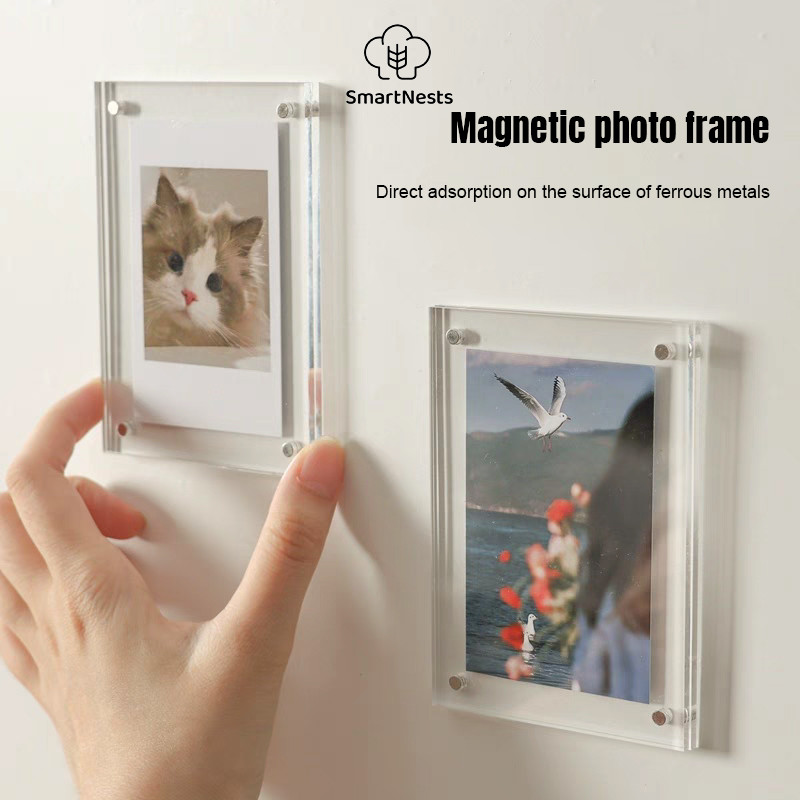 Magnetik Kuat Sederhana Transparan Bingkai Foto Bingkai Foto Akrilik Magnet Kulkas / Frame Foto Pola
