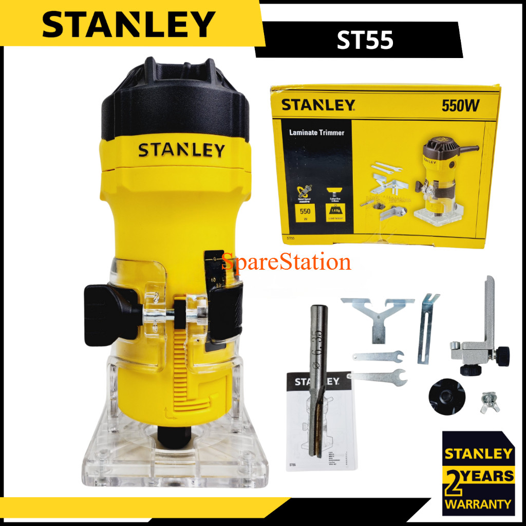Mesin Profil Kayu STANLEY ST55 Router Trimmer 550W Laminate Trimmer ST 55
