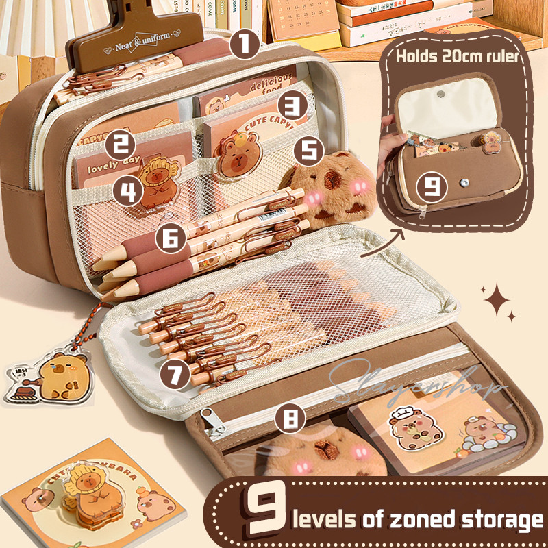 

Promo Capybara Tempat alat tulis kotak pensil aesthetic Tas PenaTempat Pencil Tas Pensil kapasitas