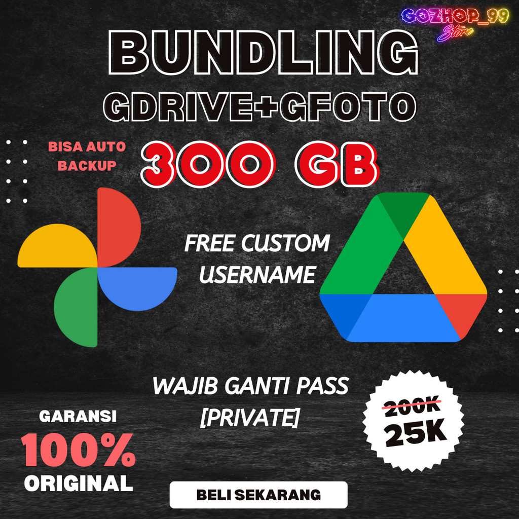 [300GB BUNDLING] Google Drive Bonus Google Photos 300 GB Lifetime Bergaransi