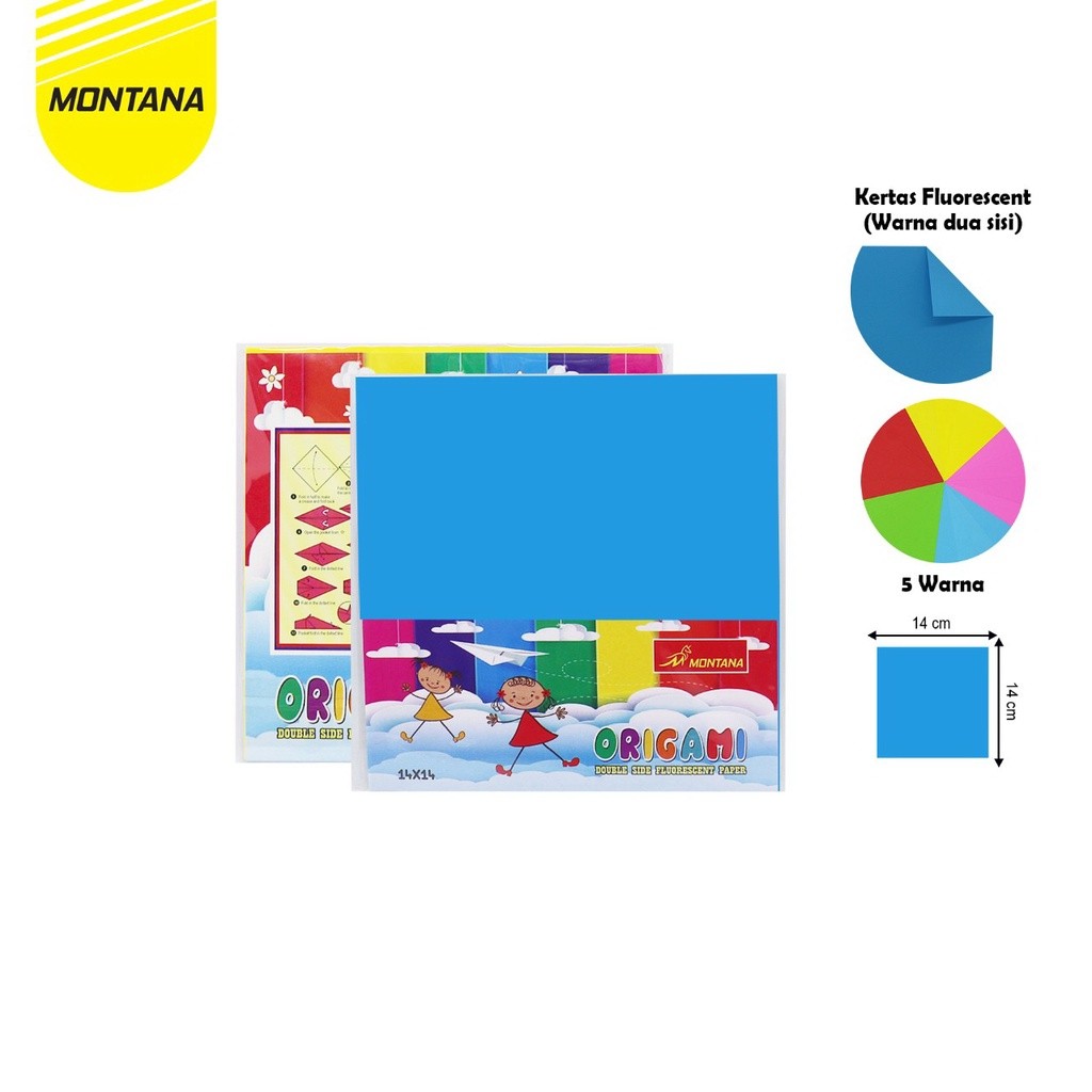 

MONTANA Kertas Lipat Origami Warna 14 x 14 cm 20 Lembar Multiwarna Folded Paper