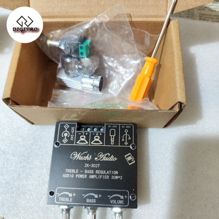 Bluetooth Amplifier Class D 30wattx2 Bass & Treble Control For ZK-302T