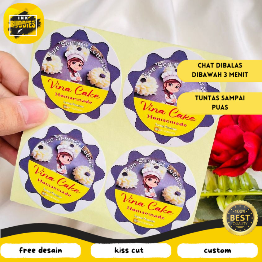 

INB 5-8 Sticker Label Toples Kue Edisi Cookies Lebaran Stiker Free Desain Custom Nama Sedang