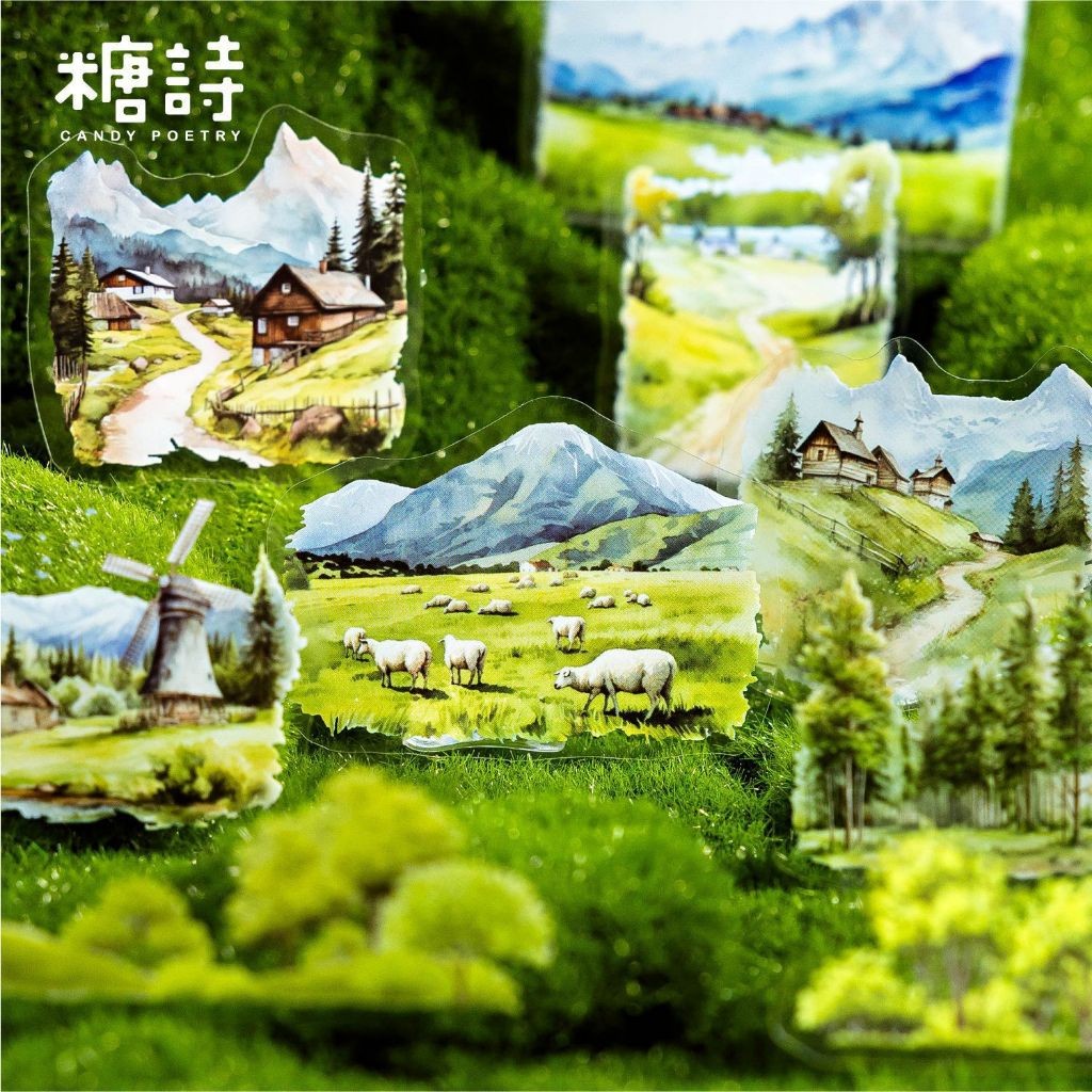 

[Gongjin] 30pcs Forest Book Series FBS Sticker Stiker Pemandangan Gunung Gembala Hijau Pohon Salju