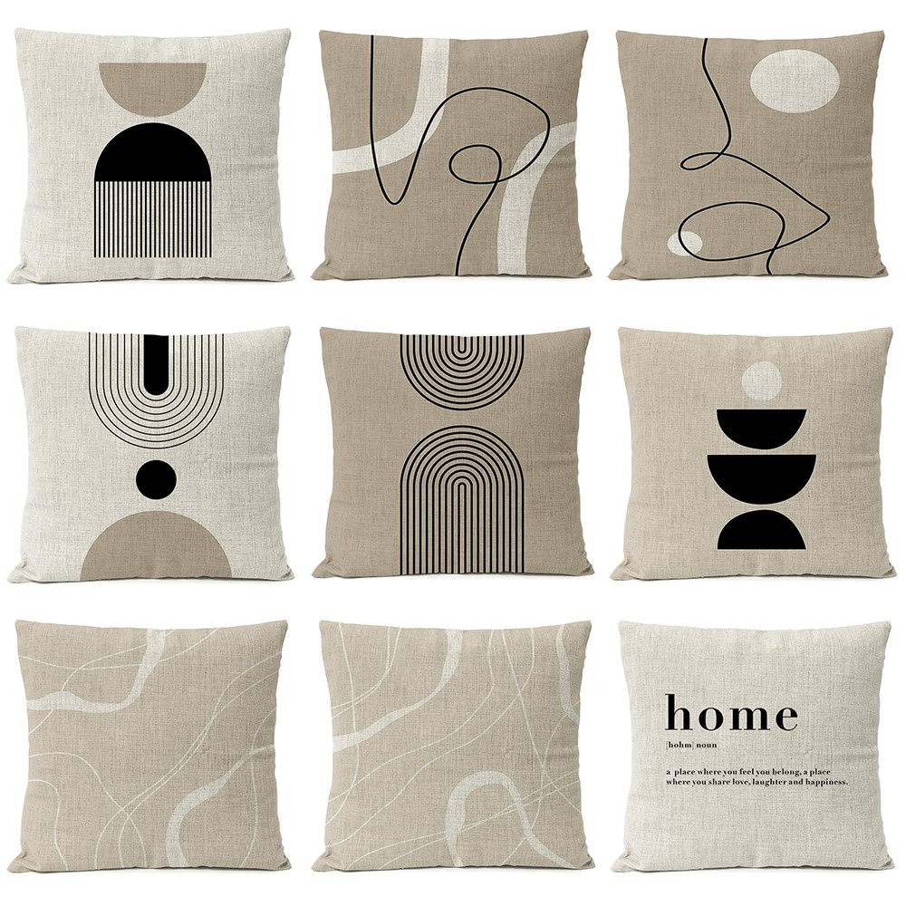 

Black Geometric Pillow Cover Home Decor Arch Line Boho Bohemia Throw Pillow Case Modern Living Room Decorative Sofa Cushion