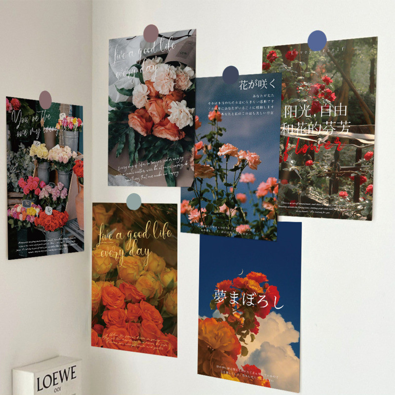 

Ins Beautiful Flowers Postcard photo props Background Wall Decorative Card Warm Heart Message Card Greeting Card 10 Sheets