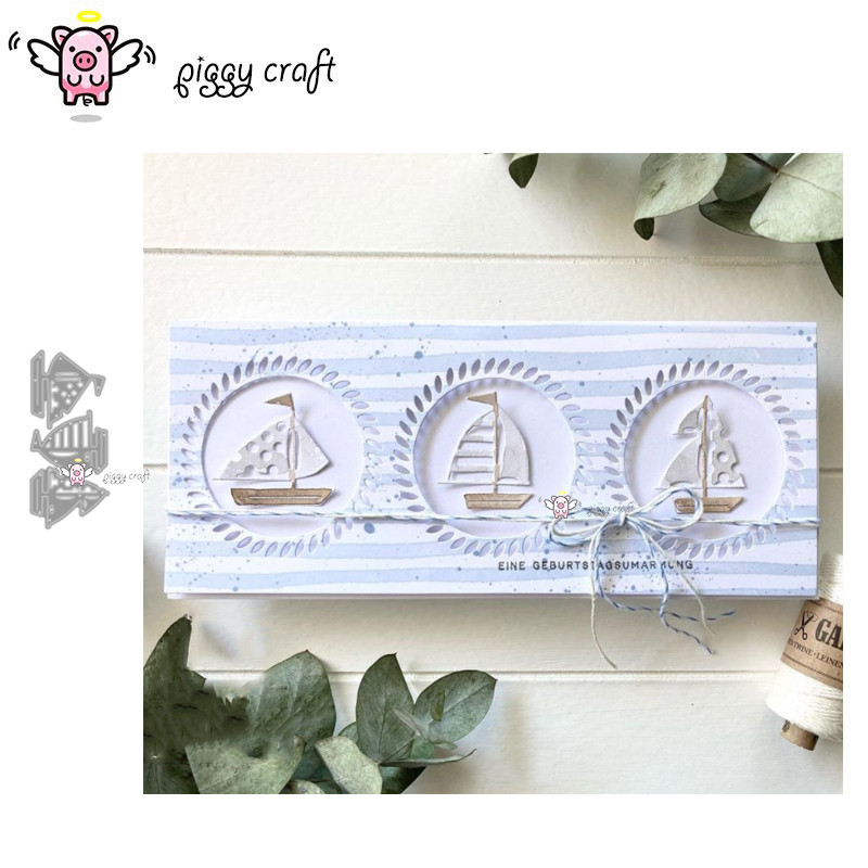

Piggy Craft metal cutting dies cut die mold Sailboat decoration Scrapbook paper craft knife mould blade punch stencils dies